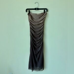 SHEIN Brown Strapless Maxi Dress with Ombre Effect